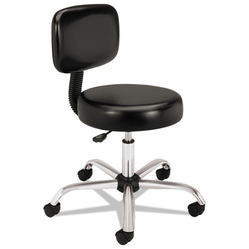 Adjustle Task/L Stool, Supports Up to 250 lb, 17.25" to 22" Seat Height, Black Seat/Back, Steel Base