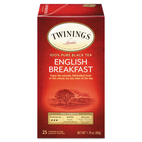 Tea Bags, English Breakfast, 1.76 oz, 25/Box