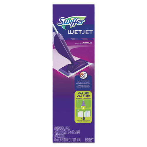 WetJet Mop, 11 x 5 White Cloth Head, 46" Purple/Silver Aluminum/Plastic Handle, 2/Carton