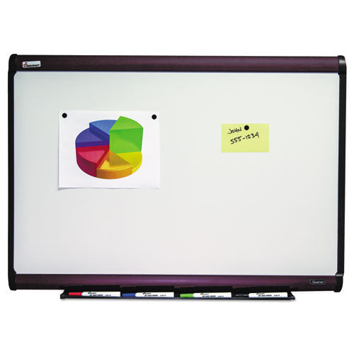 7110016305167 SKILCRAFT Quartet Magnetic Porcelain Dry Erase Board, 48 x 36, White Surface, Brown Mahogany Frame