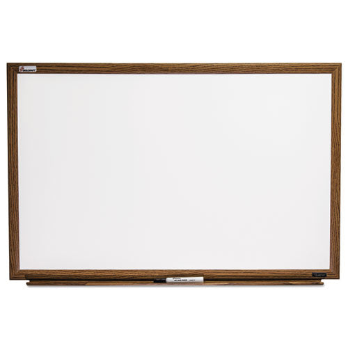 7110016305156 SKILCRAFT Quartet Melamine Dry Erase White Board, 48 x 36, White Surface, Light Brown Oak Frame