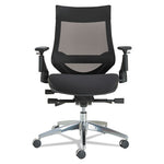 Alera EB-W Series Pivot Arm Multifunction Mesh Chair, Supports 275 lb, 18.62" to 22.32" Seat, Black Seat/Back, Aluminum Base