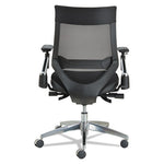 Alera EB-W Series Pivot Arm Multifunction Mesh Chair, Supports 275 lb, 18.62" to 22.32" Seat, Black Seat/Back, Aluminum Base