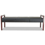 Alera Reception Lounge WL Series Bench, Three-Seater, 65.75w x 22.25d x 22.88h, Black/Mahogany