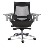 Alera EB-W Series Pivot Arm Multifunction Mesh Chair, Supports 275 lb, 18.62" to 22.32" Seat, Black Seat/Back, Aluminum Base