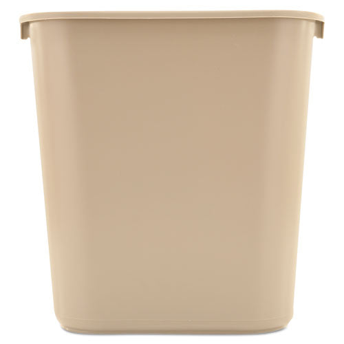 Deskside Plastic Wastebasket, 7 gal, Plastic, Beige