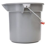 14 Quart Round Utility Bucket, Plastic, Gray, 12" dia