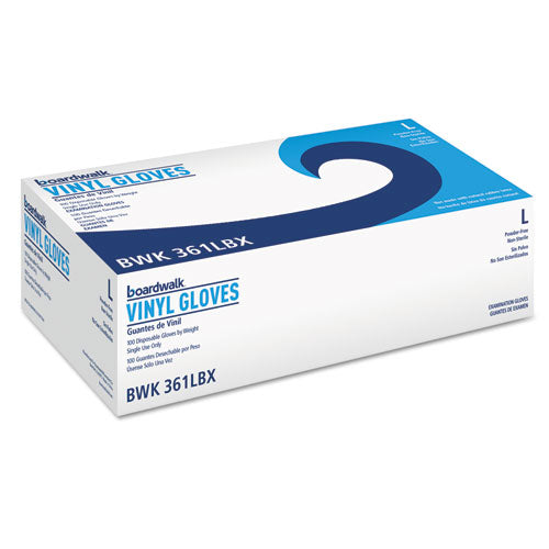 Exam Vinyl Gloves, Powder/Latex-Free, 3 3/5 mil, Clear, Large, 100/Box