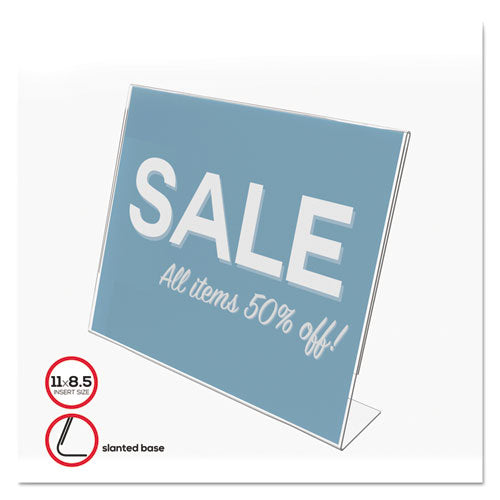 Classic Image Slanted Sign Holder, Landscaped, 11 x 8.5 Insert, Clear