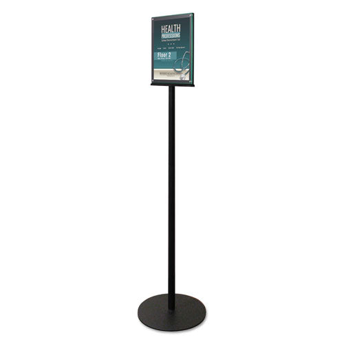 Double-Sided Magnetic Sign Display, 8.5 x 11 Insert, 56" Tall, Clear/Black