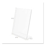 Superior Image Slanted Sign Holder, Portrait, 8.5 x 11 Insert, Clear