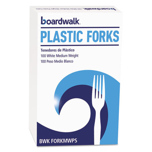 Mediumweight Polystyrene, Fork, White, 10 Boxes of 100/Carton