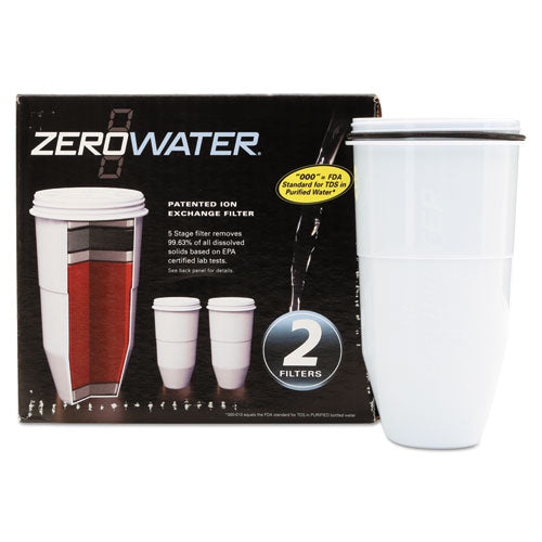 ZeroWater Replacement Filtering Bottle Filter, 4 dia x 7 h, 2/Pack