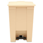 Indoor Utility Step-On Waste Container, 12 gal, Plastic, Beige