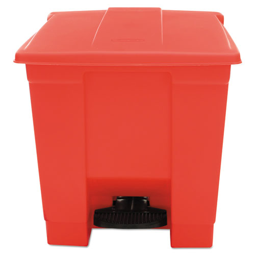 Indoor Utility Step-On Waste Container, 8 gal, Plastic, Red