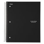 Wirebound Notebook with Four Pockets, 3-Subject, Medium/College Rule, Black Cover, (150) 11 x 8.5 Sheets