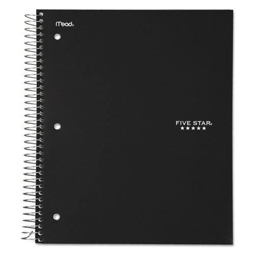 Wirebound Notebook with Four Pockets, 3-Subject, Medium/College Rule, Black Cover, (150) 11 x 8.5 Sheets