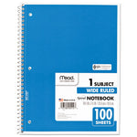 Spiral Notebook, 3-Hole Punched, 1-Subject, Wide/Legal Rule, Randomly Assorted Cover Color, (100) 10.5 x 7.5 Sheets