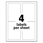 White Shipping Lels-Bulk Packs, Inkjet/Laser Printers, 3.5 x 5, White, 4/Sheet, 250 Sheets/Box