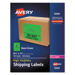 High-Visibility Permanent Laser ID Labels, 8.5 x 11, Neon Green, 100/Box