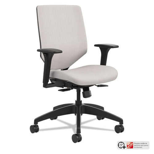Solve Series Upholstered Back Task Chair, Supports Up to 300 lb, 17" to 22" Seat Height, Sterling Seat/Back, Black Base