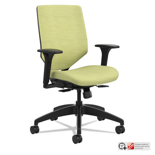 Solve Series Upholstered Back Task Chair, Supports Up to 300 lb, 17" to 22" Seat Height, Meadow Seat/Back, Black Base
