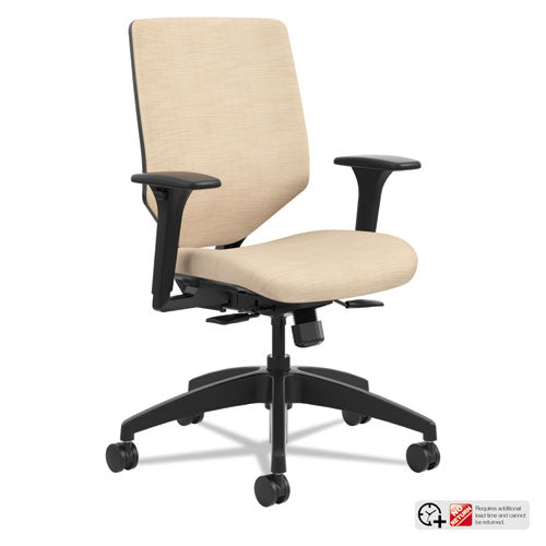 Solve Series Upholstered Back Task Chair, Supports Up to 300 lb, 17" to 22" Seat Height, Putty Seat/Back, Black Base