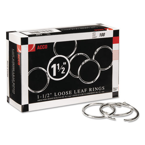 Metal Book Rings, 1.5" Diameter, 100/Box