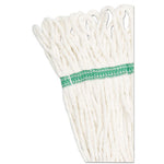 Super Loop Wet Mop Head, Cotton/Synthetic Fiber, 5" Headband, Medium Size, White