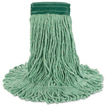 Super Loop Wet Mop Head, Cotton/Synthetic Fiber, 5" Headband, Medium Size, Green