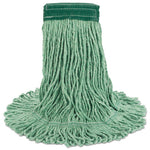 Super Loop Wet Mop Head, Cotton/Synthetic Fiber, 5" Headband, Medium Size, Green, 12/Carton