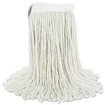 Premium Cut-End Wet Mop Heads, Cotton, 24oz, White, 12/Carton