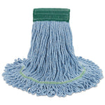 Super Loop Wet Mop Head, Cotton/Synthetic Fiber, 5" Headband, Medium Size, Blue