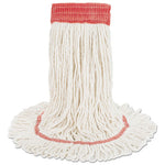 Super Loop Wet Mop Head, Cotton/Synthetic Fiber, 5" Headband, Large Size, White