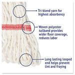 Super Loop Wet Mop Head, Cotton/Synthetic Fiber, 5" Headband, Large Size, White