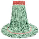 Super Loop Wet Mop Head, Cotton/Synthetic Fiber, 5" Headband, Large Size, Green, 12/Carton