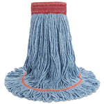 Super Loop Wet Mop Head, Cotton/Synthetic Fiber, 5" Headband, Large Size, Blue, 12/Carton