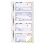 Spiralbound Money and Rent Receipt Book, Two-Part Carbonless, 4.75 x 2.75, 4 Forms/Sheet, 200 Forms Total