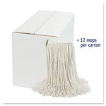 Cut-End Wet Mop Head, Cotton, White, #20, 12/Carton