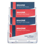 4-Pocket Business Card Holder, Holds 200 Cards, 3.94 x 3.5 x 3.75, Plastic, Clear