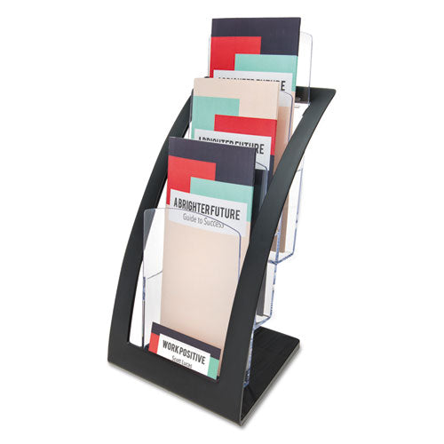 3-Tier Literature Holder, Leaflet Size, 6.75w x 6.94d x 13.31h, Black