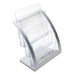 3-Tier Literature Holder, Leaflet Size, 11.25w x 6.94d x 13.31h, Silver