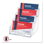 4-Pocket Business Card Holder, Holds 200 Cards, 3.94 x 3.5 x 3.75, Plastic, Clear