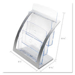 3-Tier Literature Holder, Leaflet Size, 11.25w x 6.94d x 13.31h, Silver