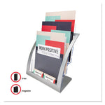 3-Tier Literature Holder, Leaflet Size, 11.25w x 6.94d x 13.31h, Silver