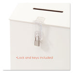 Suggestion Box Literature Holder with Locking Top, 13.75 x 3.63 x 13.94, Plastic, White, Ships in 4-6 Business Days