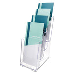 4-Compartment DocuHolder, Leaflet Size, 4.88w x 6.13d x 10h, Clear