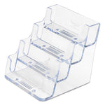 4-Pocket Business Card Holder, Holds 200 Cards, 3.94 x 3.5 x 3.75, Plastic, Clear