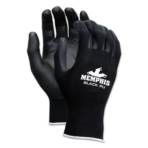 Economy PU Coated Work Gloves, Black, X-Small, Dozen