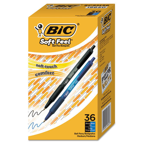 Soft Feel Ballpoint Pen Value Pack, Retractable, Medium 1 mm, Assorted Ink and Barrel Colors, 36/Pack